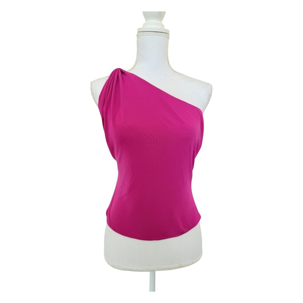 Yigal Azrouël Hot Pink One Shoulder Cutout Top Sz 3 M